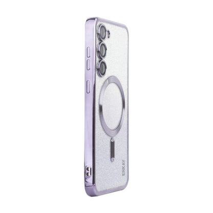 For Samsung Galaxy S25 5G ENKAY Hat-Prince Magnetic Glitter Plated TPU Phone Case with Lens Film(Purple)