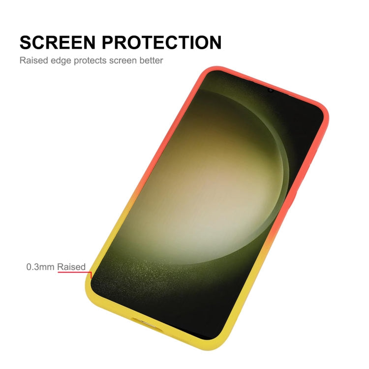 Pour Samsung Galaxy S23 5G ENKAY Hat-Prince Coque de téléphone en silicone avec film d'objectif à dégradé arc-en-ciel MagSafe (Orange Jaune)