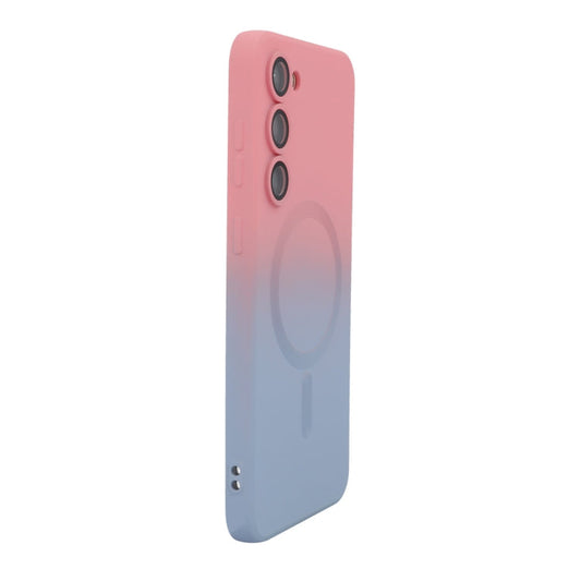 For Samsung Galaxy S23 5G ENKAY Hat-Prince MagSafe Rainbow Gradient Silicone Phone Case with Lens Film(Pink Blue)