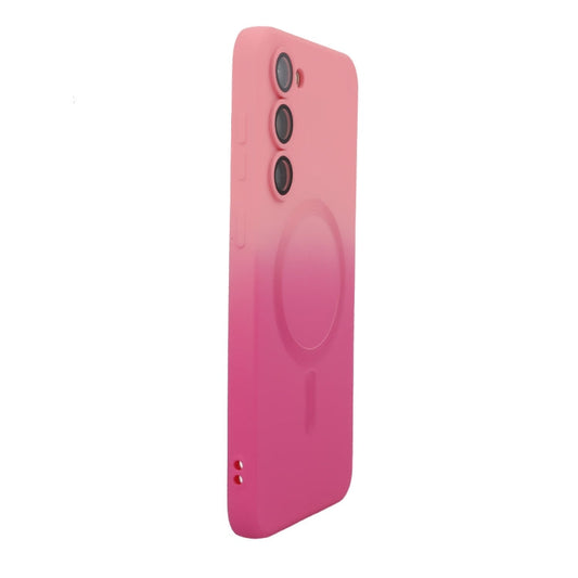 For Samsung Galaxy S23 5G ENKAY Hat-Prince MagSafe Rainbow Gradient Silicone Phone Case with Lens Film(Pink Rose)