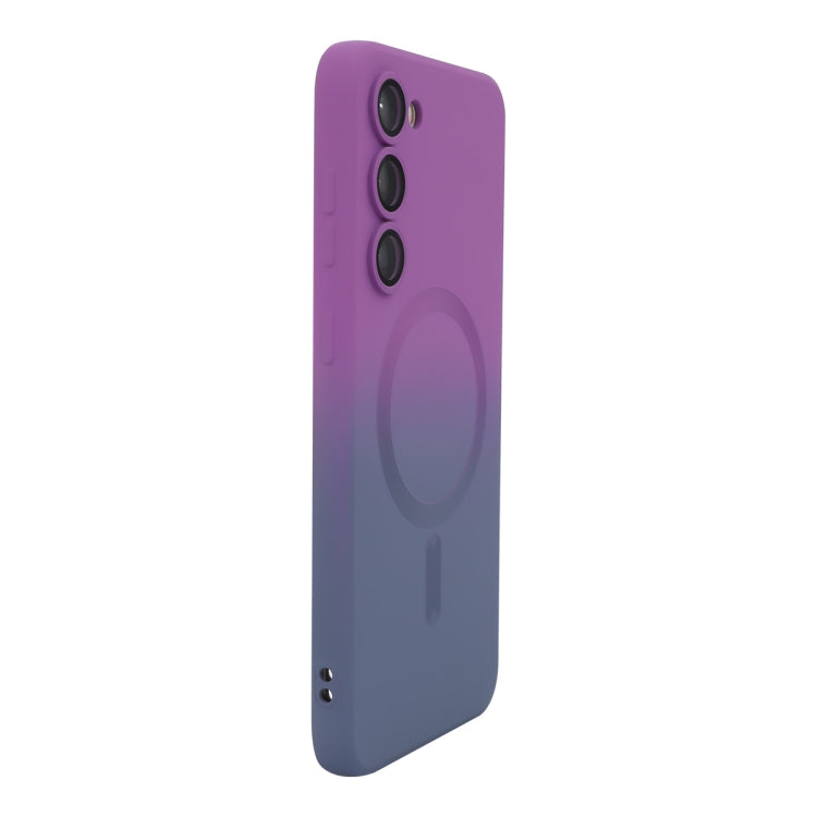 Pour Samsung Galaxy S23 5G Coque de téléphone en silicone ENKAY Hat-Prince MagSafe dégradé arc-en-ciel avec film pour objectif (bleu violet)