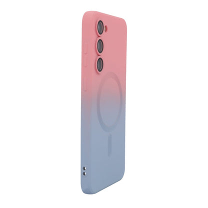 For Samsung Galaxy S23+ 5G ENKAY Hat-Prince MagSafe Rainbow Gradient Silicone Phone Case with Lens Film(Pink Blue)