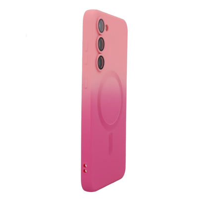 For Samsung Galaxy S23+ 5G ENKAY Hat-Prince MagSafe Rainbow Gradient Silicone Phone Case with Lens Film(Pink Rose)