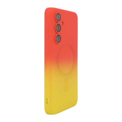 For Samsung Galaxy S24+ 5G ENKAY Hat-Prince MagSafe Rainbow Gradient Silicone Phone Case with Lens Film(Orange Yellow)