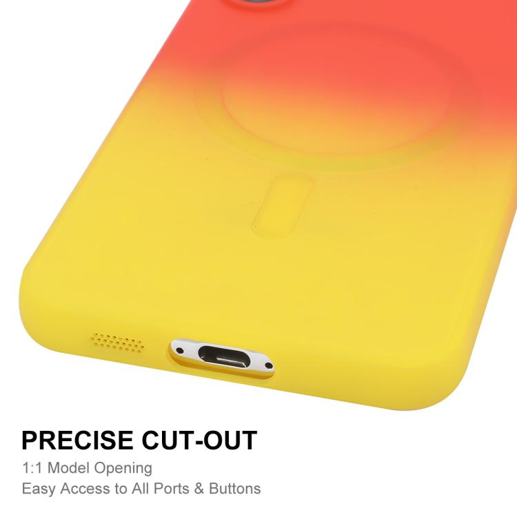For Samsung Galaxy S24+ 5G ENKAY Hat-Prince MagSafe Rainbow Gradient Silicone Phone Case with Lens Film(Green Blue)