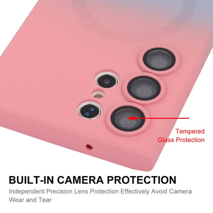 For Samsung Galaxy S24 Ultra 5G ENKAY Hat-Prince MagSafe Rainbow Gradient Silicone Phone Case with Lens Film(Pink Rose)