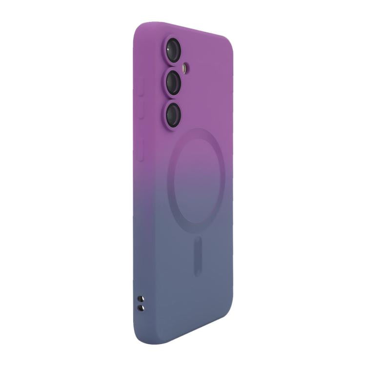 For Samsung Galaxy S25+ 5G ENKAY Hat-Prince MagSafe Rainbow Gradient Silicone Phone Case with Lens Film(Purple Blue)