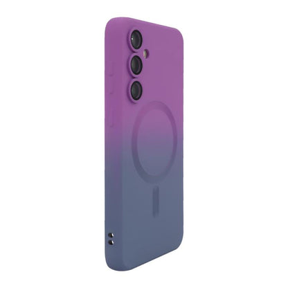 For Samsung Galaxy S25 5G ENKAY Hat-Prince MagSafe Rainbow Gradient Silicone Phone Case with Lens Film(Purple Blue)