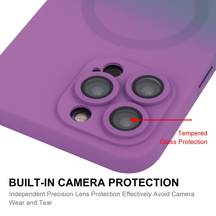 For iPhone 13 Pro ENKAY Hat-Prince MagSafe Rainbow Gradient Silicone Phone Case with Lens Film(Pink Rose)