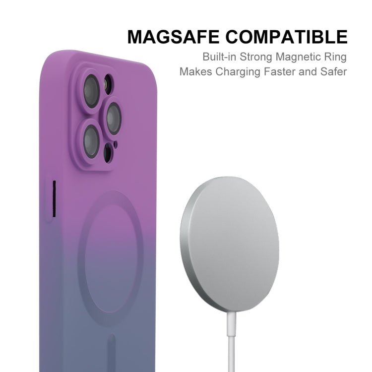 For iPhone 15 Pro ENKAY Hat-Prince MagSafe Rainbow Gradient Silicone Phone Case with Lens Film(Dark Blue)