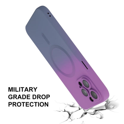 For iPhone 16 Pro ENKAY Hat-Prince MagSafe Rainbow Gradient Silicone Phone Case with Lens Film(Purple Blue)