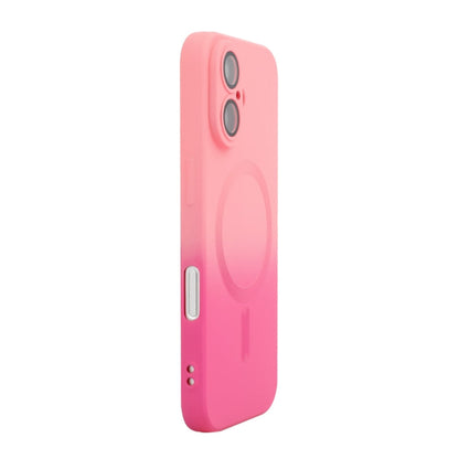 For iPhone 16 ENKAY Hat-Prince MagSafe Rainbow Gradient Silicone Phone Case with Lens Film(Pink Rose)