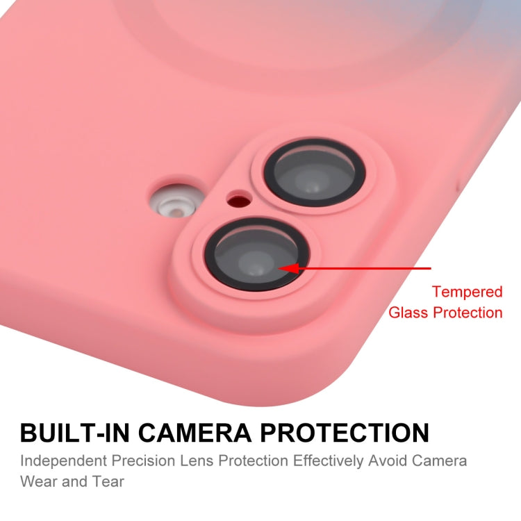 For iPhone 16 Plus ENKAY Hat-Prince MagSafe Rainbow Gradient Silicone Phone Case with Lens Film(Pink Blue)