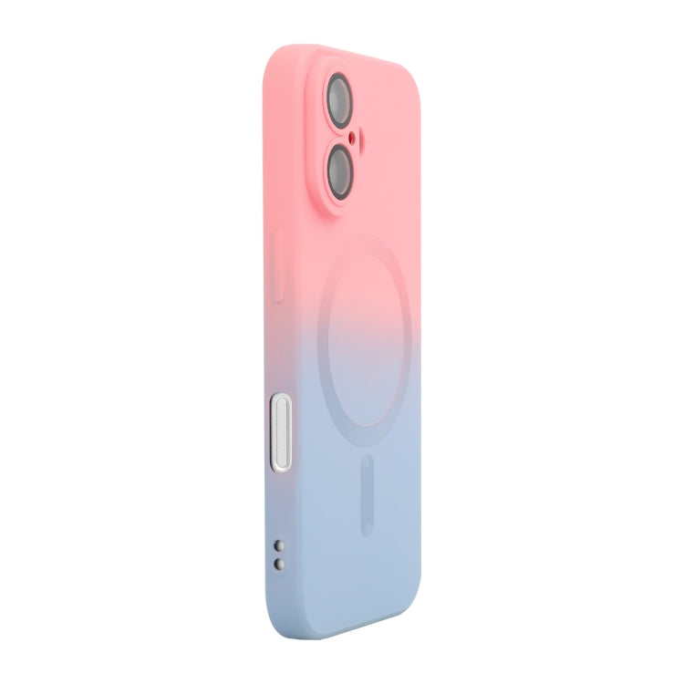 For iPhone 16 Plus ENKAY Hat-Prince MagSafe Rainbow Gradient Silicone Phone Case with Lens Film(Pink Blue)