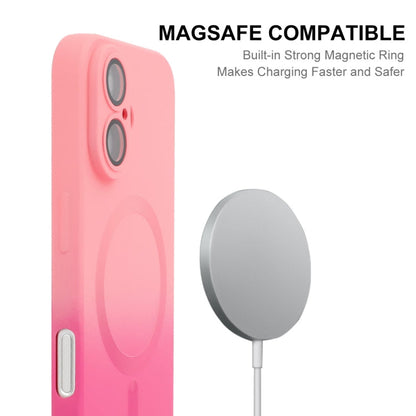 For iPhone 16 Plus ENKAY Hat-Prince MagSafe Rainbow Gradient Silicone Phone Case with Lens Film(Pink Rose)
