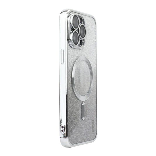 For iPhone 13 Pro ENKAY Hat-Prince Magnetic Glitter Plated Shockproof Phone Case with Lens Film(Silver)