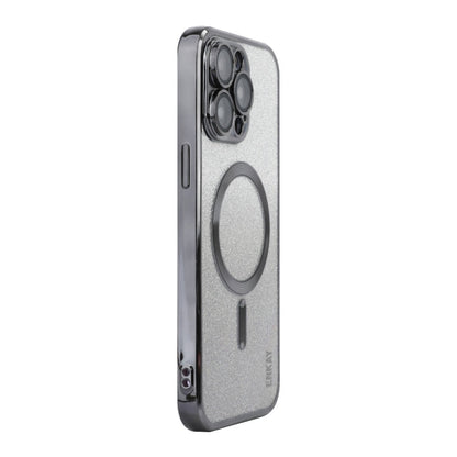 For iPhone 14 Pro Max ENKAY Hat-Prince Magnetic Glitter Plated Shockproof Phone Case with Lens Film(Black)
