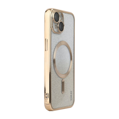 For iPhone 14 Plus ENKAY Hat-Prince Magnetic Glitter Plated Shockproof Phone Case with Lens Film(Golden)