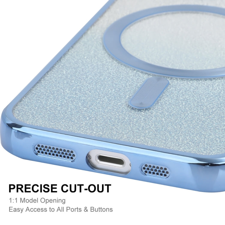 For iPhone 14 Plus ENKAY Hat-Prince Magnetic Glitter Plated Shockproof Phone Case with Lens Film(Silver)