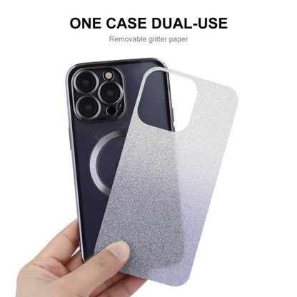 For iPhone 15 Pro ENKAY Hat-Prince Magnetic Glitter Plated Shockproof Phone Case with Lens Film(Blue)