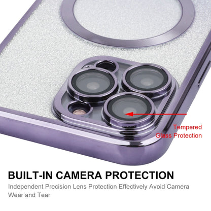 Coque de téléphone antichoc magnétique pailletée ENKAY Hat-Prince pour iPhone 15 Pro avec film de protection d'objectif (argent)
