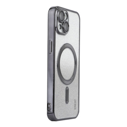 Pour iPhone 15 Plus ENKAY Hat-Prince Étui de téléphone antichoc plaqué paillettes magnétiques avec film de lentille (noir)