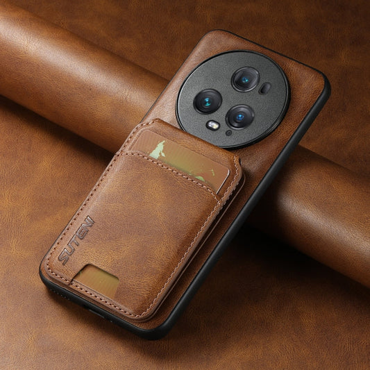 Pour l'étui de téléphone à rabat en cuir Suteni H02 avec support pour Honor Magic6 Pro (marron)