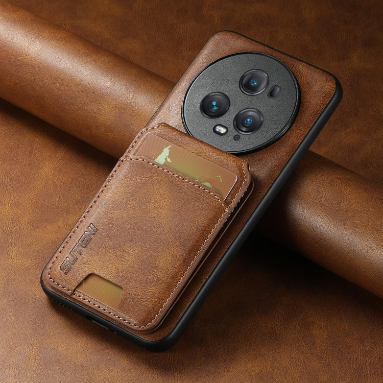 For Honor Magic6 Pro Suteni H02 Leather Wallet Stand Back Phone Case(Brown)