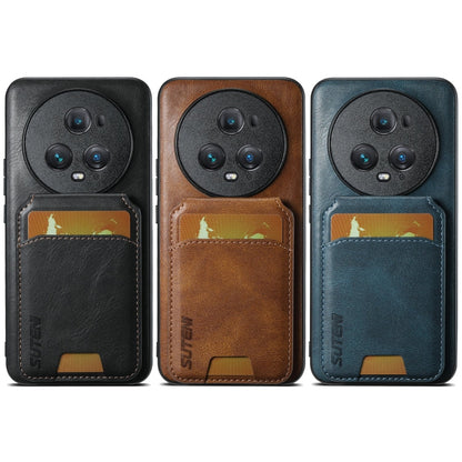 For Honor Magic6 Pro Suteni H02 Leather Wallet Stand Back Phone Case(Brown)