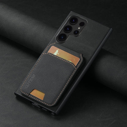 For Samsung Galaxy S24 Ultra 5G Suteni H02 Litchi Leather Card Wallet Stand Back Phone Case(Black)