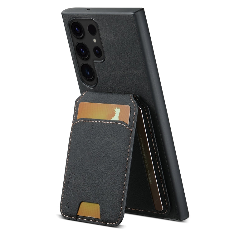 For Samsung Galaxy S24 Ultra 5G Suteni H02 Litchi Leather Card Wallet Stand Back Phone Case(Black)