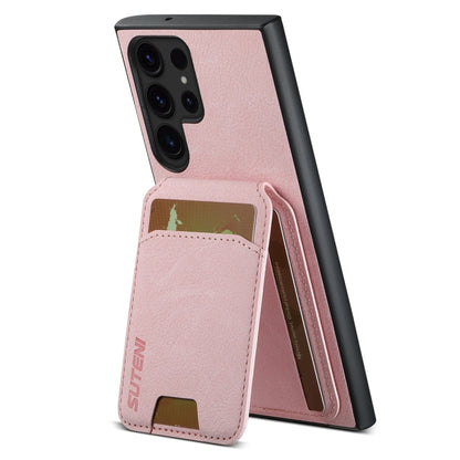 For Samsung Galaxy S24 Ultra 5G Suteni H02 Litchi Leather Card Wallet Stand Back Phone Case(Pink)
