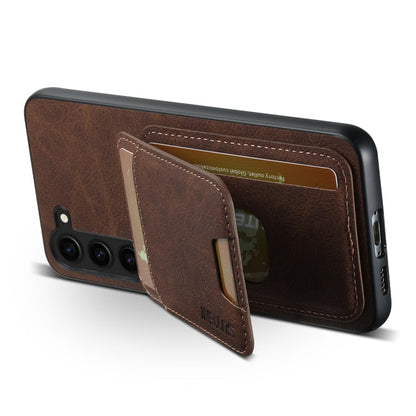 Pour Samsung Galaxy S24+ 5G Suteni H02 Étui de téléphone à rabat en cuir Litchi avec porte-cartes (marron)