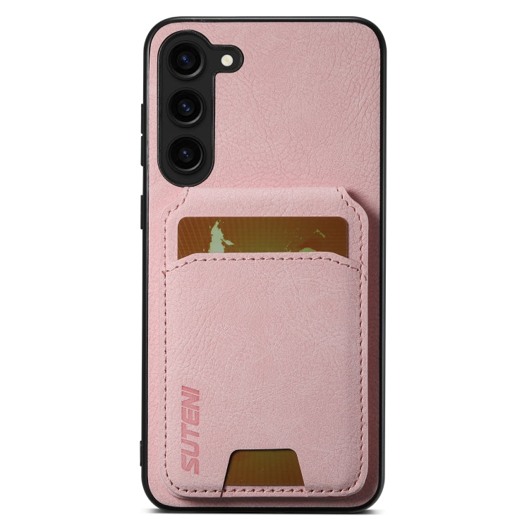 Pour Samsung Galaxy S24+ 5G Étui de téléphone en cuir litchi Suteni H02 avec porte-cartes et béquille (Rose)