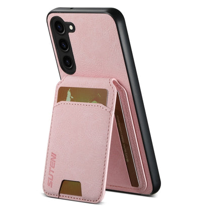 Pour Samsung Galaxy S24+ 5G Étui de téléphone en cuir litchi Suteni H02 avec porte-cartes et béquille (Rose)