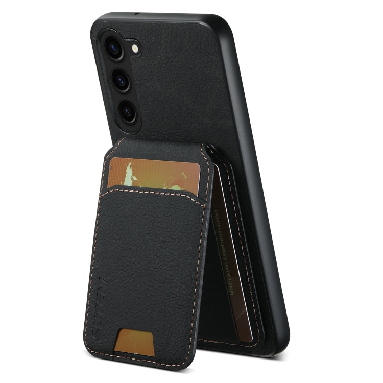 For Samsung Galaxy S23+ 5G Suteni H02 Litchi Leather Card Wallet Stand Back Phone Case(Black)