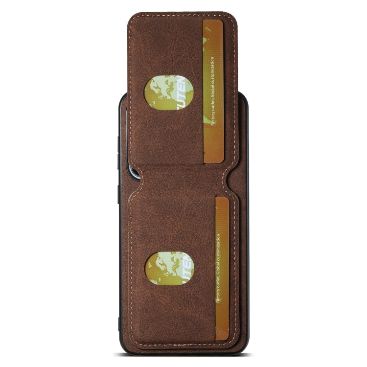 For Samsung Galaxy S23+ 5G Suteni H02 Litchi Leather Card Wallet Stand Back Phone Case(Brown)