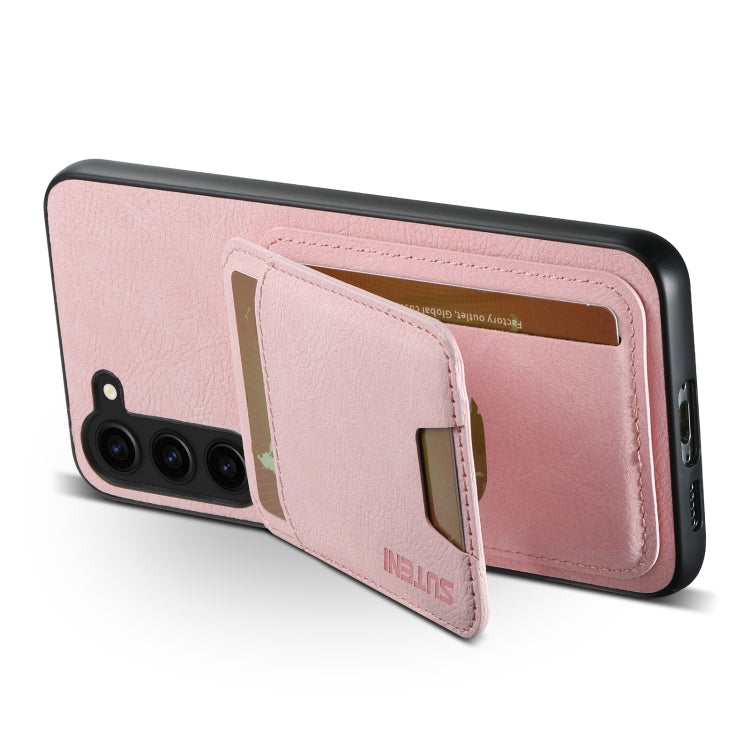 For Samsung Galaxy S23+ 5G Suteni H02 Litchi Leather Card Wallet Stand Back Phone Case(Pink)