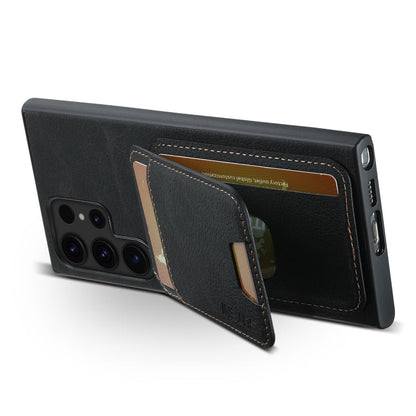 For Samsung Galaxy S23 Ultra 5G Suteni H02 Litchi Leather Card Wallet Stand Back Phone Case(Black)