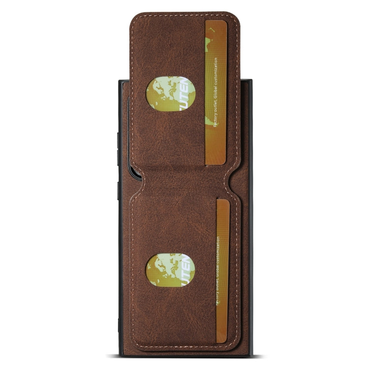 Pour Samsung Galaxy S22 Ultra 5G Étui de téléphone arrière en cuir litchi Suteni H02 avec porte-cartes (marron)