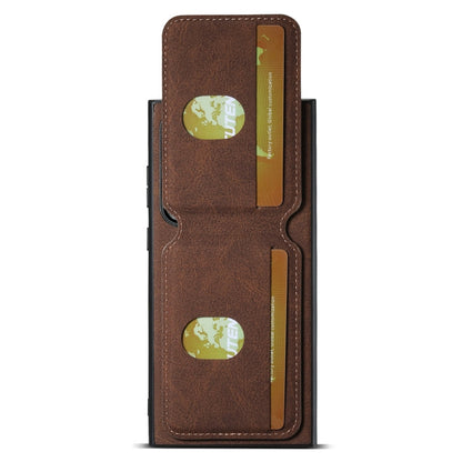 Pour Samsung Galaxy S22 Ultra 5G Étui de téléphone arrière en cuir litchi Suteni H02 avec porte-cartes (marron)