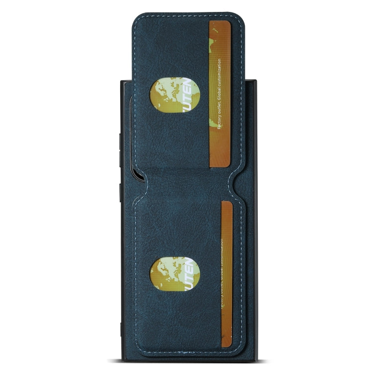 For Samsung Galaxy S22 Ultra 5G Suteni H02 Litchi Leather Card Wallet Stand Back Phone Case(Blue)