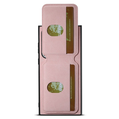 For Samsung Galaxy S22 Ultra 5G Suteni H02 Litchi Leather Card Wallet Stand Back Phone Case(Pink)