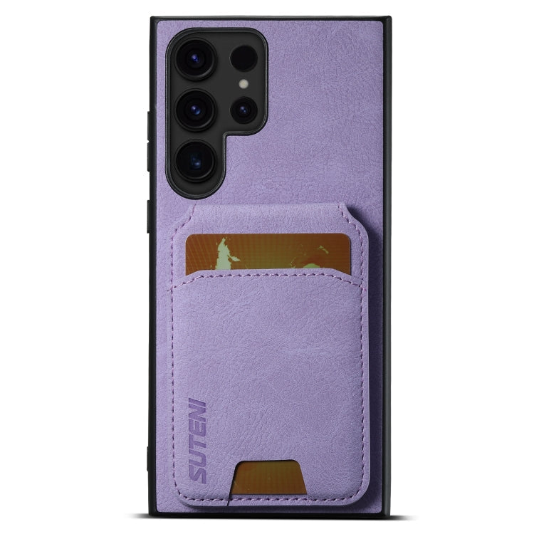 Pour Samsung Galaxy S22 Ultra 5G Suteni H02 Litchi Étui Portefeuille en Cuir avec Béquille (Violet)