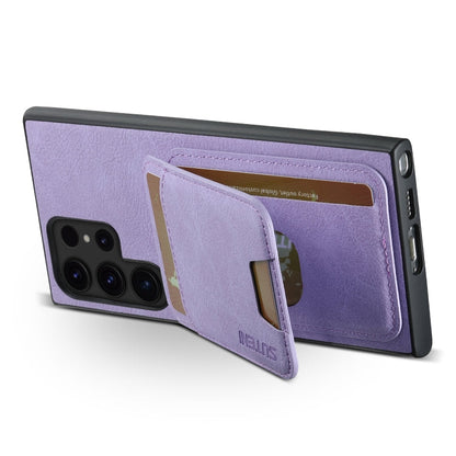 Pour Samsung Galaxy S22 Ultra 5G Suteni H02 Litchi Étui Portefeuille en Cuir avec Béquille (Violet)