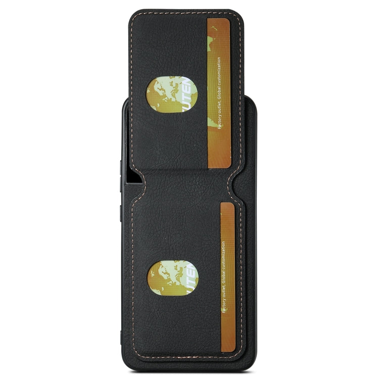 Pour Samsung Galaxy S22+ 5G Étui de téléphone arrière Suteni H02 en cuir litchi avec porte-cartes et béquille (noir)