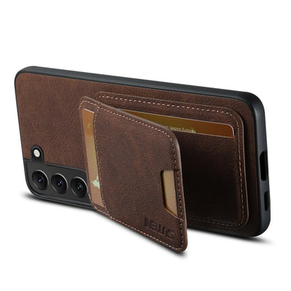 Pour Samsung Galaxy S22+ 5G Étui de téléphone arrière Suteni H02 en cuir litchi avec porte-cartes (marron)