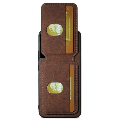 Pour Samsung Galaxy S22+ 5G Étui de téléphone arrière Suteni H02 en cuir litchi avec porte-cartes (marron)