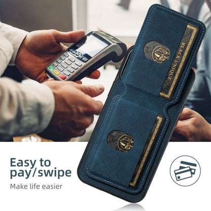 Pour Samsung Galaxy S22+ 5G Étui de téléphone arrière Suteni H02 en cuir litchi avec porte-cartes et support (Bleu)