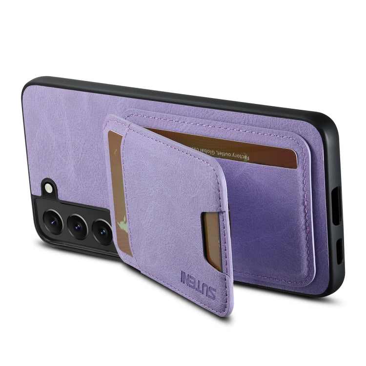 For Samsung Galaxy S22+ 5G Suteni H02 Litchi Leather Card Wallet Stand Back Phone Case(Purple)